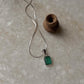 Handcrafted Rectangle Green Onyx Gemstone Pendant in Silver