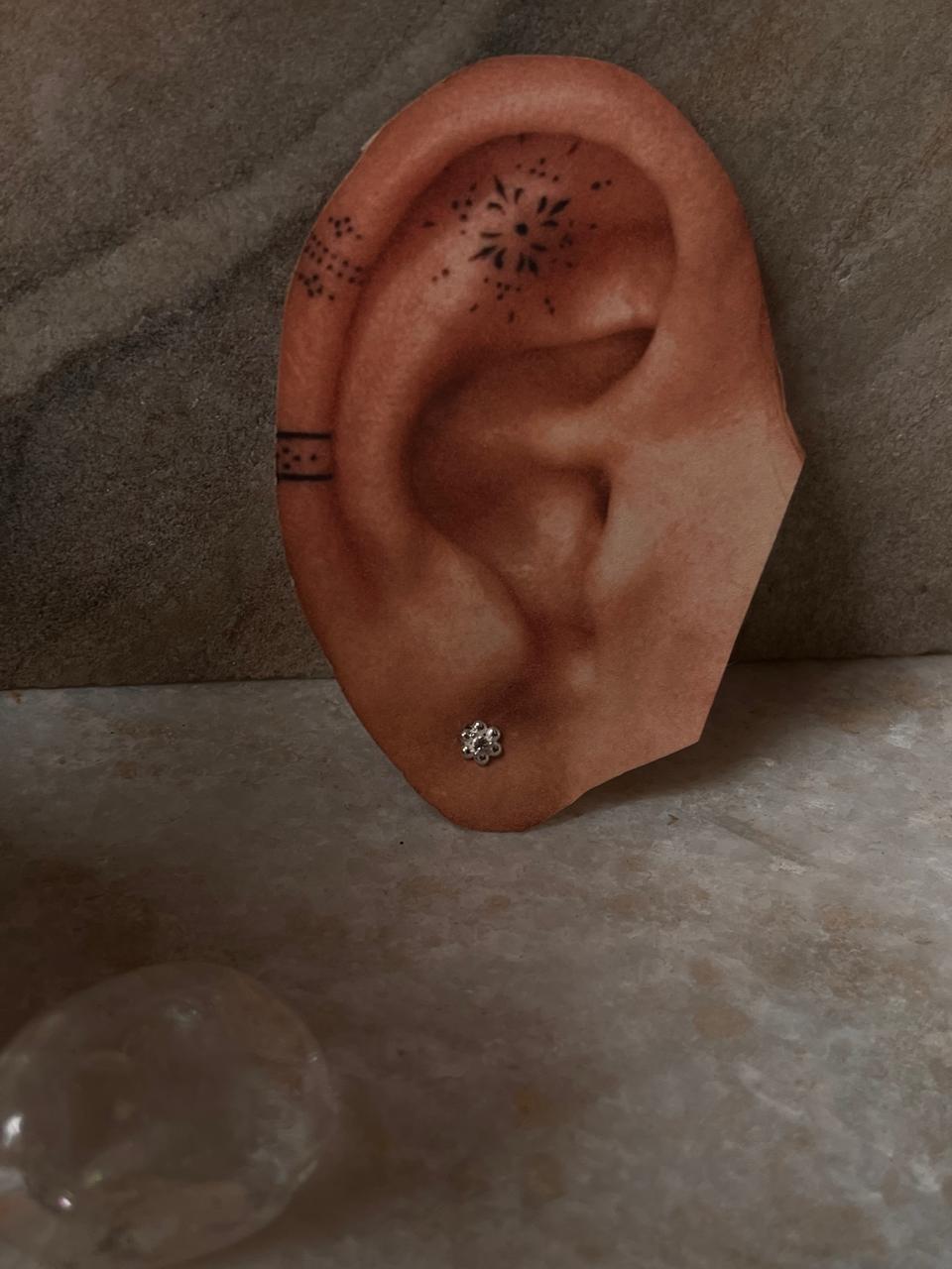 925 Sterling Silver Tiny White Topaz Flower Studs  