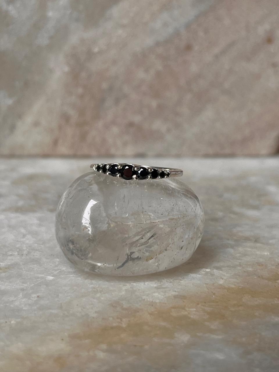 Black Spinel 9 Gradient 925 Sterling Silver Ring