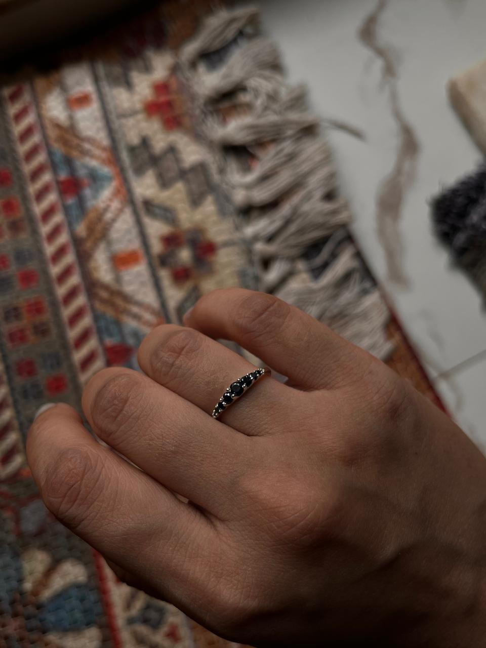 Black Spinel 9 Gradient 925 Sterling Silver Ring