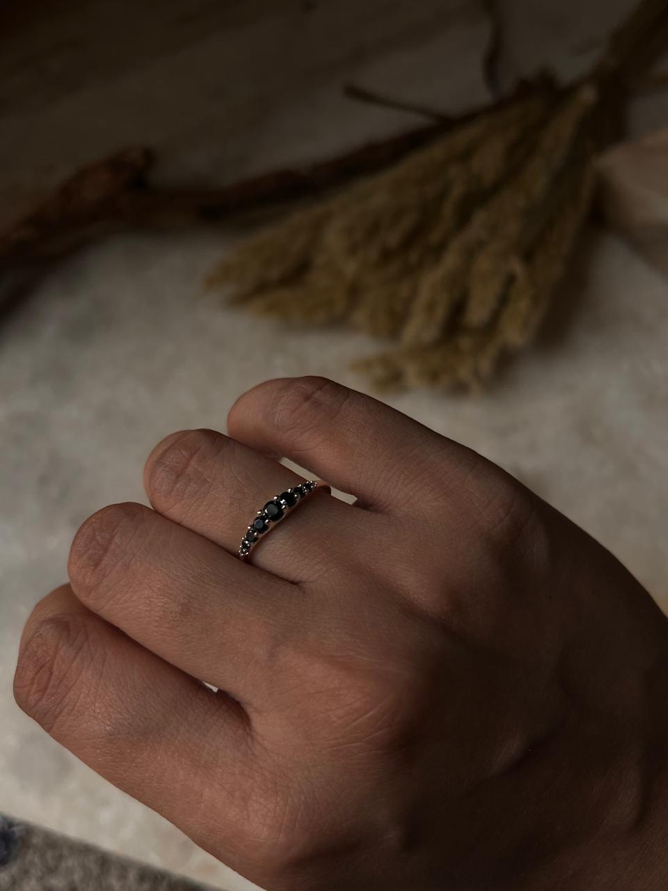 Black Spinel 9 Gradient 925 Sterling Silver Ring