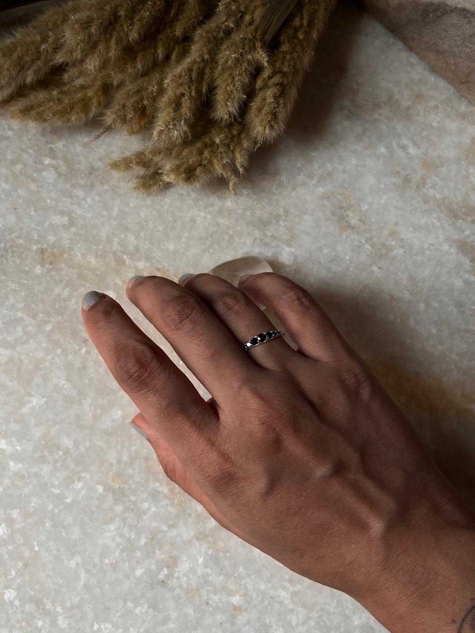 Black Spinel 9 Gradient 925 Sterling Silver Ring