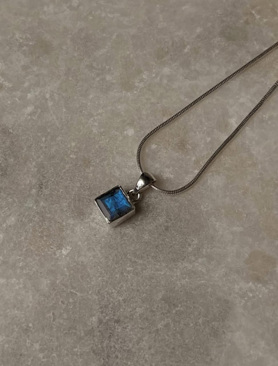 Labradorite Square Cut 925 Sterling Silver Unisex Pendant