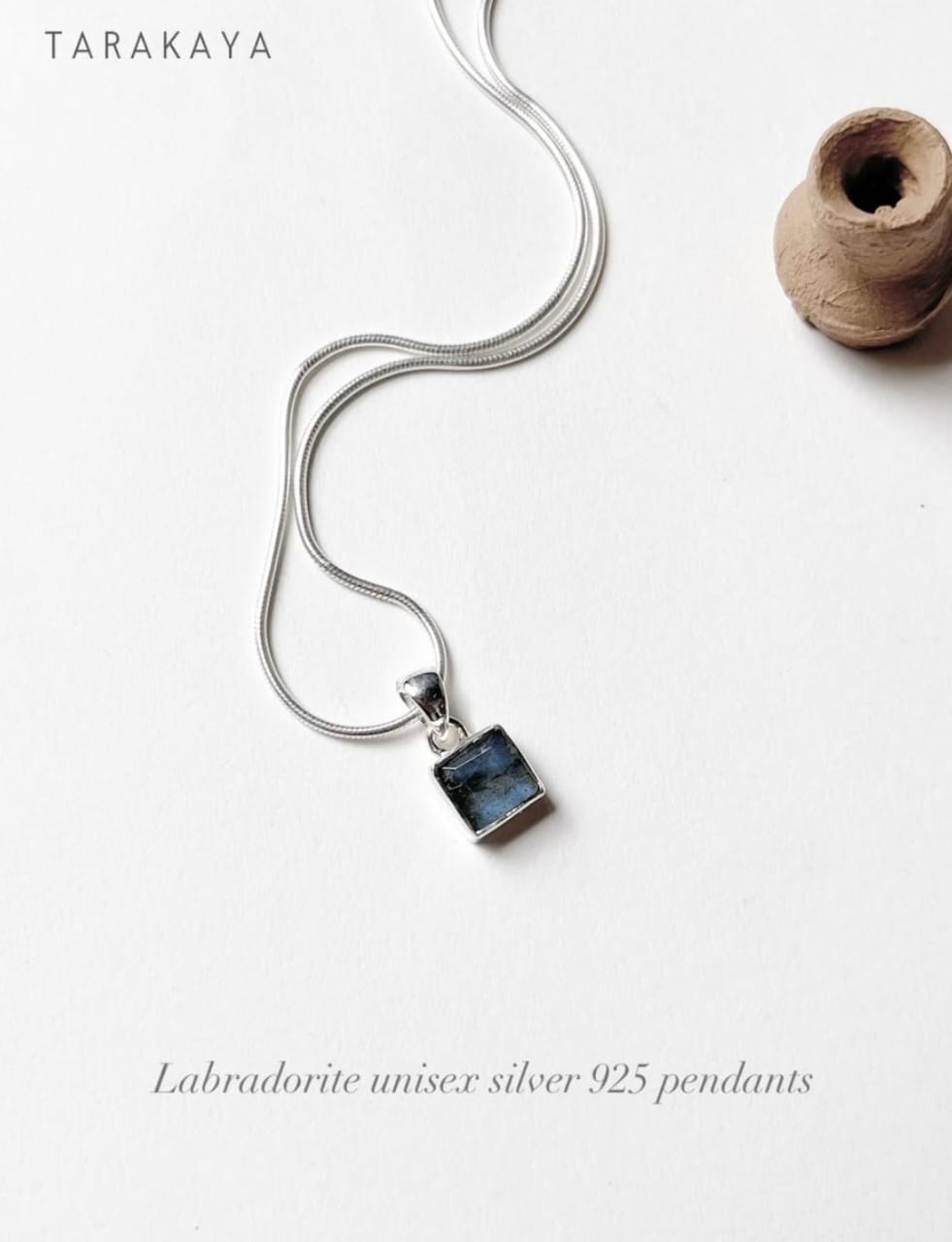 Labradorite Square Cut 925 Sterling Silver Unisex Pendant
