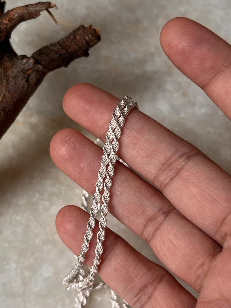 Unisex sterling silver rope chain necklace  