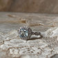 Blue Topaz & White Topaz Cushion Cut Vintage Solitaire 925 Sterling Silver Ring