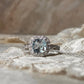 Blue Topaz & White Topaz Cushion Cut Vintage Solitaire 925 Sterling Silver Ring