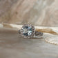 Blue Topaz & White Topaz Cushion Cut Vintage Solitaire 925 Sterling Silver Ring