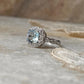 Blue Topaz & White Topaz Cushion Cut Vintage Solitaire 925 Sterling Silver Ring