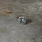 Blue Topaz & White Topaz Cushion Cut Vintage Solitaire 925 Sterling Silver Ring
