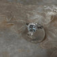 Blue Topaz & White Topaz Cushion Cut Vintage Solitaire 925 Sterling Silver Ring