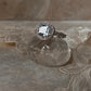 Blue Topaz & White Topaz Cushion Cut Vintage Solitaire 925 Sterling Silver Ring