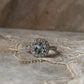 Blue Topaz & White Topaz Cushion Cut Vintage Solitaire 925 Sterling Silver Ring