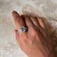 Blue Topaz & White Topaz Cushion Cut Vintage Solitaire 925 Sterling Silver Ring