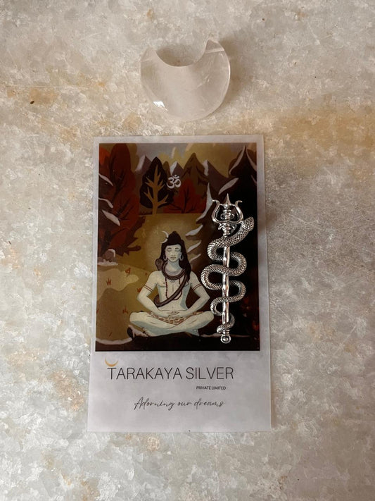 925 Sterling Silver Trident Pendant Featuring Snake Design  