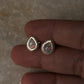 Elegant Hammered Sterling Silver Stud Earrings with Natural Opal  