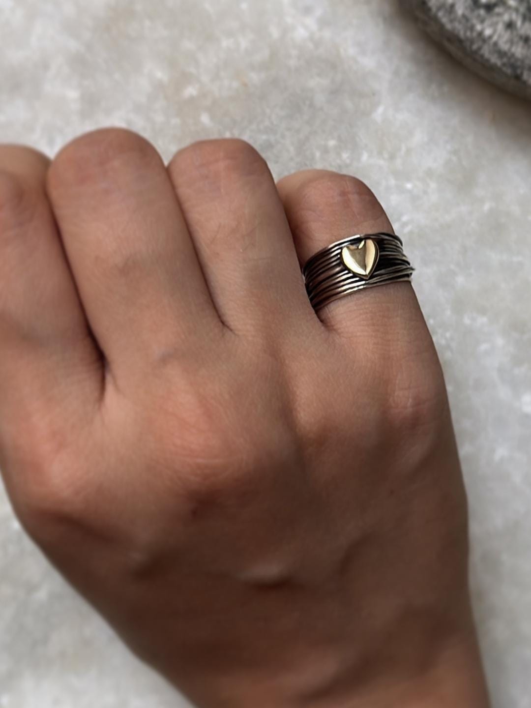 Wire Wrap Heart Handcrafted Band 925 Sterling Silver Ring
