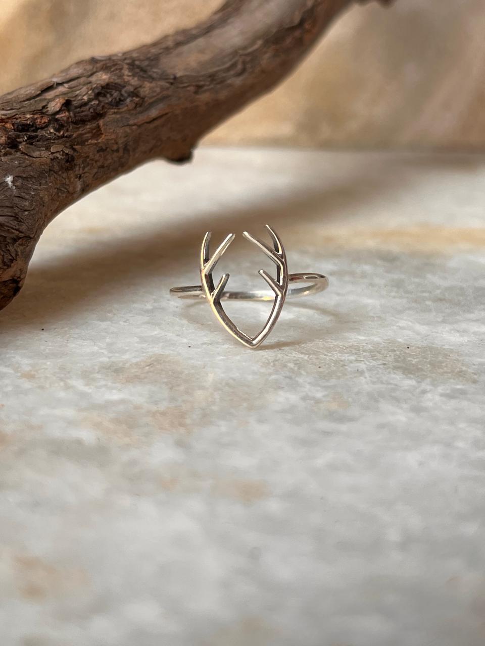 Deer Antler 925 Sterling Silver Ring - Tarakaya Silver