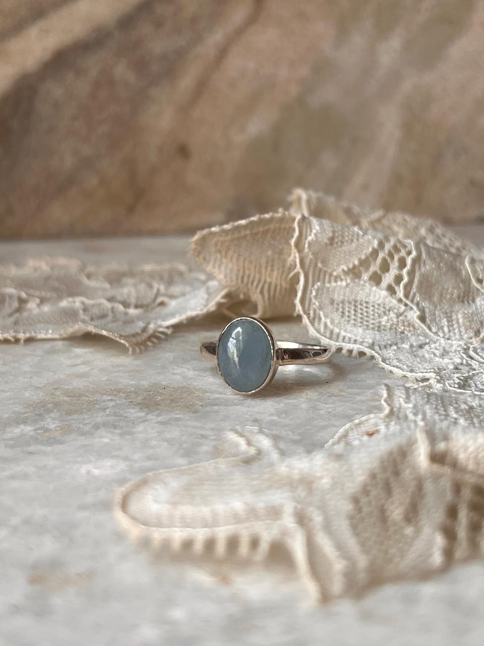 Aquamarine Natural Oval 925 Sterling Silver Ring