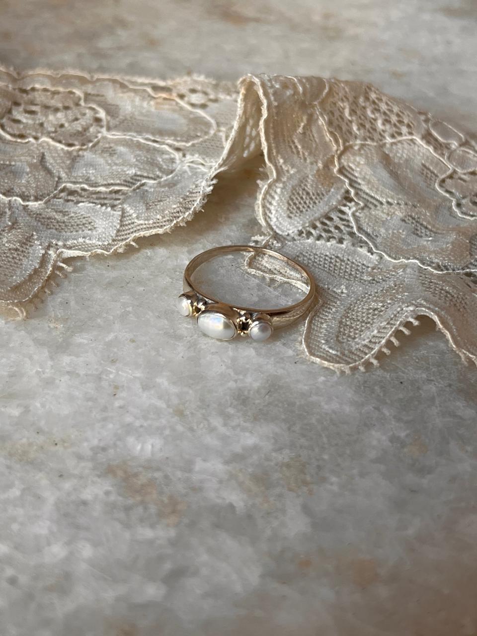 Fresh Water Pearls 3 Band 925 Sterling Silver Ring