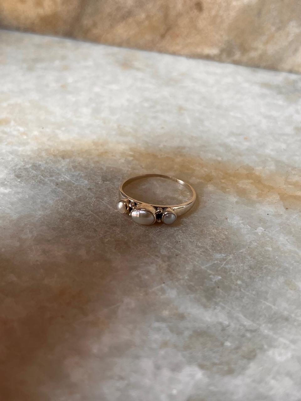 Fresh Water Pearls 3 Band 925 Sterling Silver Ring