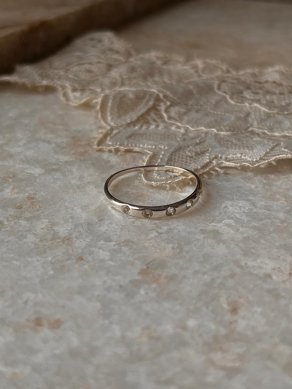 White Topaz Eclipse Band 925 Sterling Silver Ring