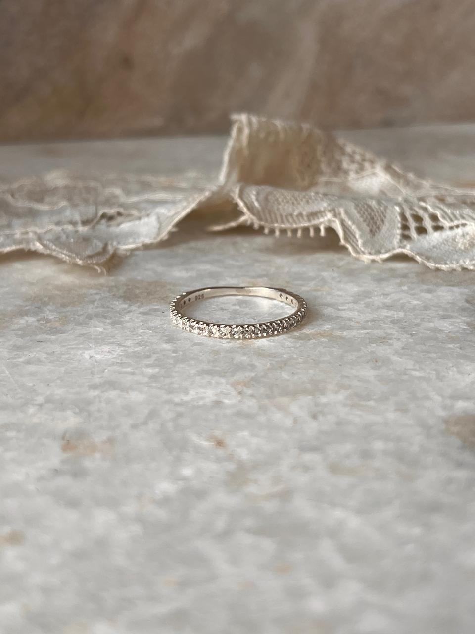 White Topaz full Band 925 Sterling Silver Ring