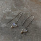 Threader earrings with pearls and rainbow moonstone butterfly charm  