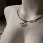Pink Tourmaline Natural Crystal With Lotus Charm 925 Sterling Silver Choker Necklace
