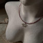 Pink Tourmaline Natural Crystal With Lotus Charm 925 Sterling Silver Choker Necklace