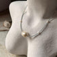 Baroque Pearl , Aquamarine & Fresh Water Pearls 925 Sterling Silver Choker Necklace