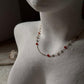 Delicate handcrafted necklace with red onyx and pearls  