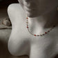 Classic pearl and red onyx silver necklace for women  