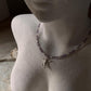 Amethyst & Fresh Water Rice Pearl Natural Crystal With Cherub Angel Charm 925 Sterling Silver Choker Necklace