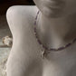 Amethyst & Fresh Water Rice Pearl Natural Crystal With Cherub Angel Charm 925 Sterling Silver Choker Necklace
