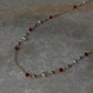 Red onyx gemstone necklace with pearls and silver accents