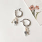 Italian silver hoops with freshwater pearl and aquamarine charms  