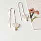 Rainbow moonstone butterfly and pearl threader earrings in 925 silver  