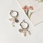 Italian silver hoops with rose quartz and pearl removable charms  