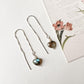 Labradorite heart and pearl threader earrings in 925 silver  