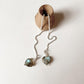 Threader earrings featuring labradorite heart and freshwater pearls