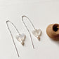 Threader earrings with pearls and rainbow moonstone butterfly charm