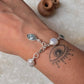 Handmade sterling silver bracelet with kyanite and pearls