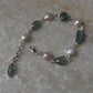 Handcrafted kyanite and pearl sterling silver bracelet
