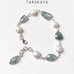 Kyanite and freshwater pearl 925 sterling silver bracelet  