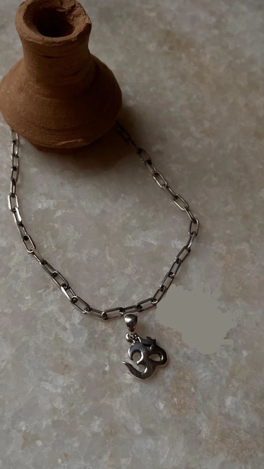 Paper clip chain rakhi with plain Om in 925 sterling silver  