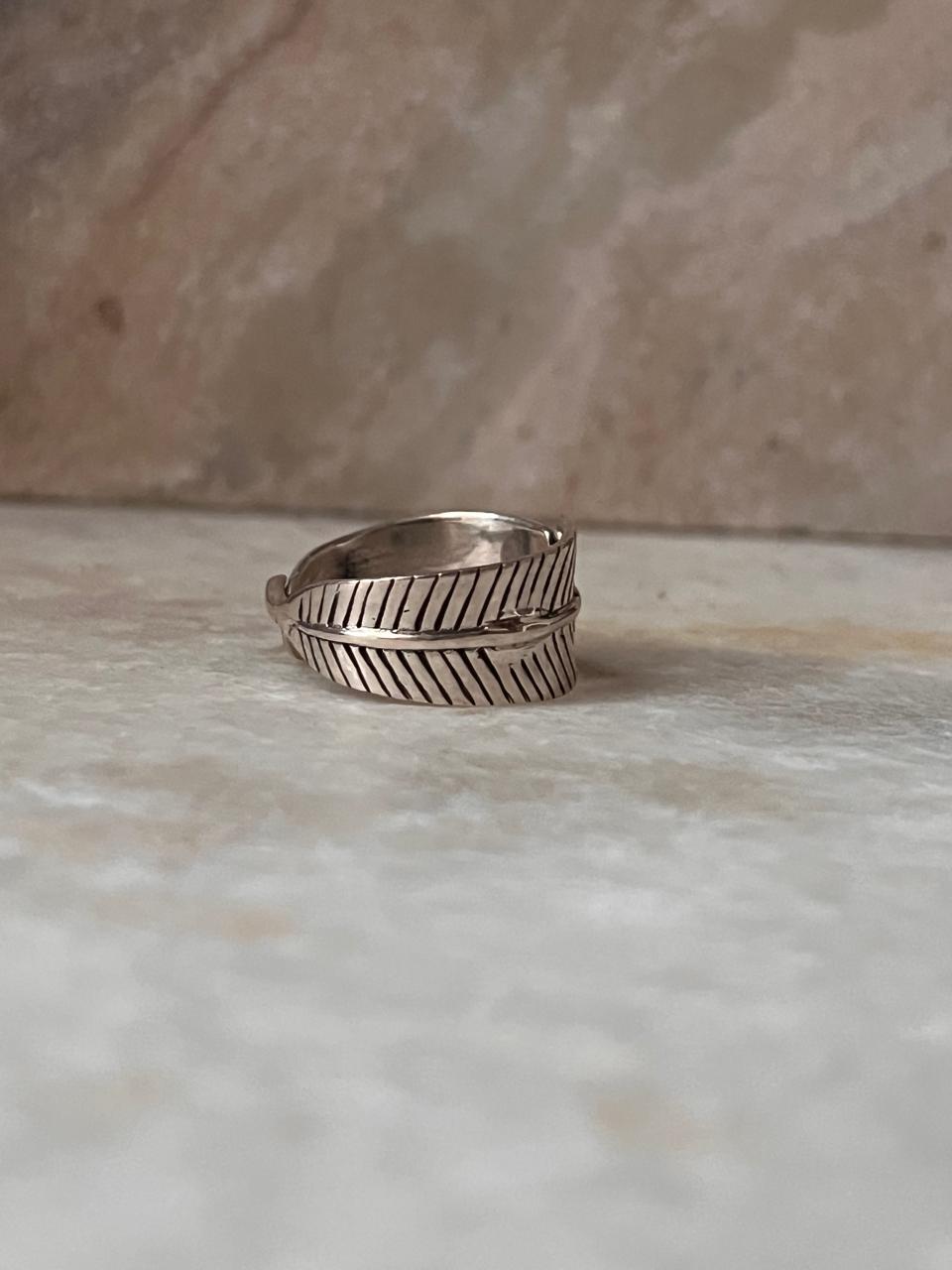 Feather Wrap Adjustable 925 Sterling Silver Ring