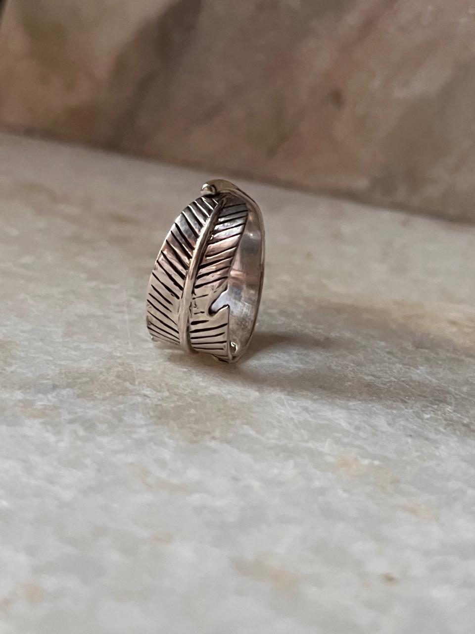 Feather Wrap Adjustable 925 Sterling Silver Ring