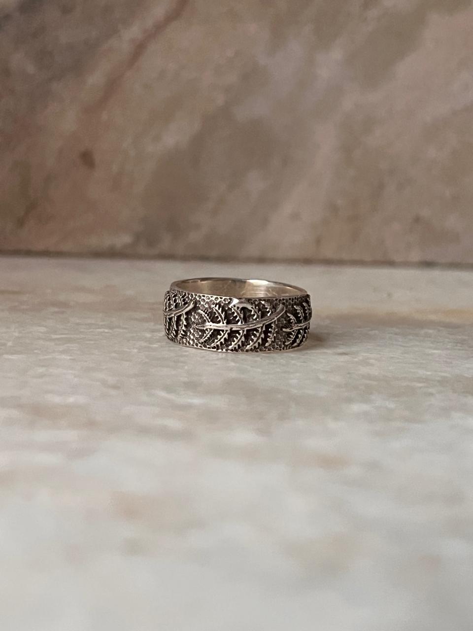 Forest Fern Band 925 Sterling Silver Ring