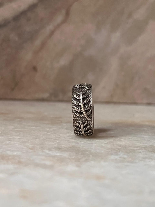 Forest Fern Band 925 Sterling Silver Ring